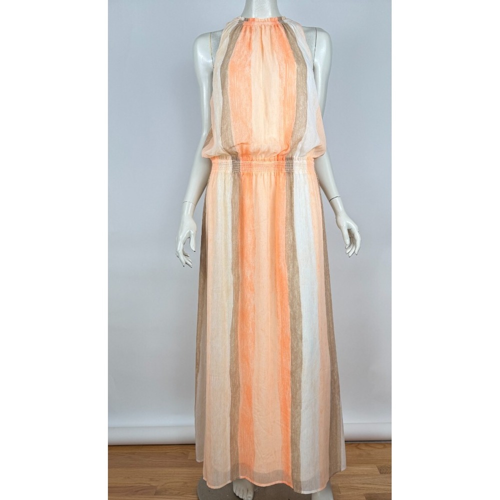 Chico's Watercolor‎ Stripe Maxi Dress Women 12 L NWT $149 Sleeveless Lined